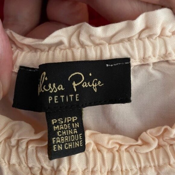 Melissa Paige Petite Peach Off-the-Shoulder Blouse with Lace Trim – Size PM - Picture 2 of 5